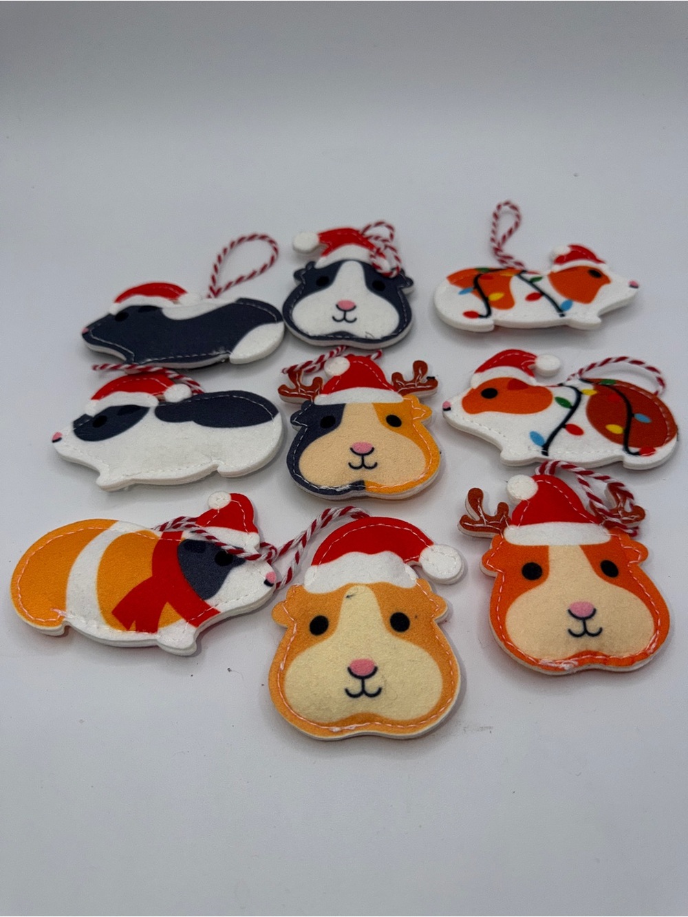 Guinea Pig Christmas Ornaments 9 Felt Hanging Home Decor